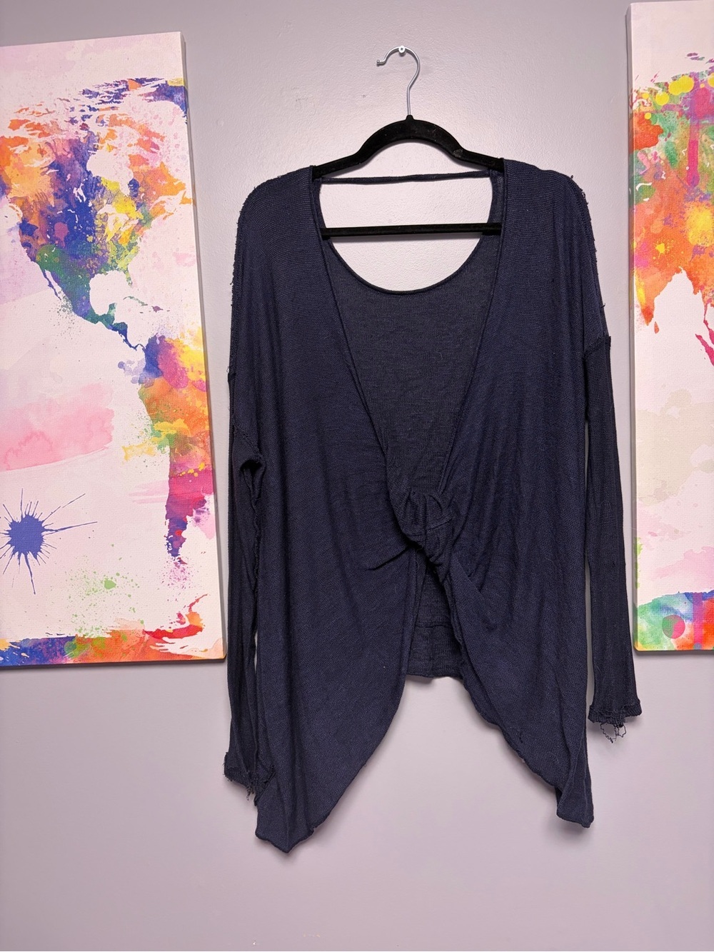 Blue Asymmetrical Oversized Blouse with open back